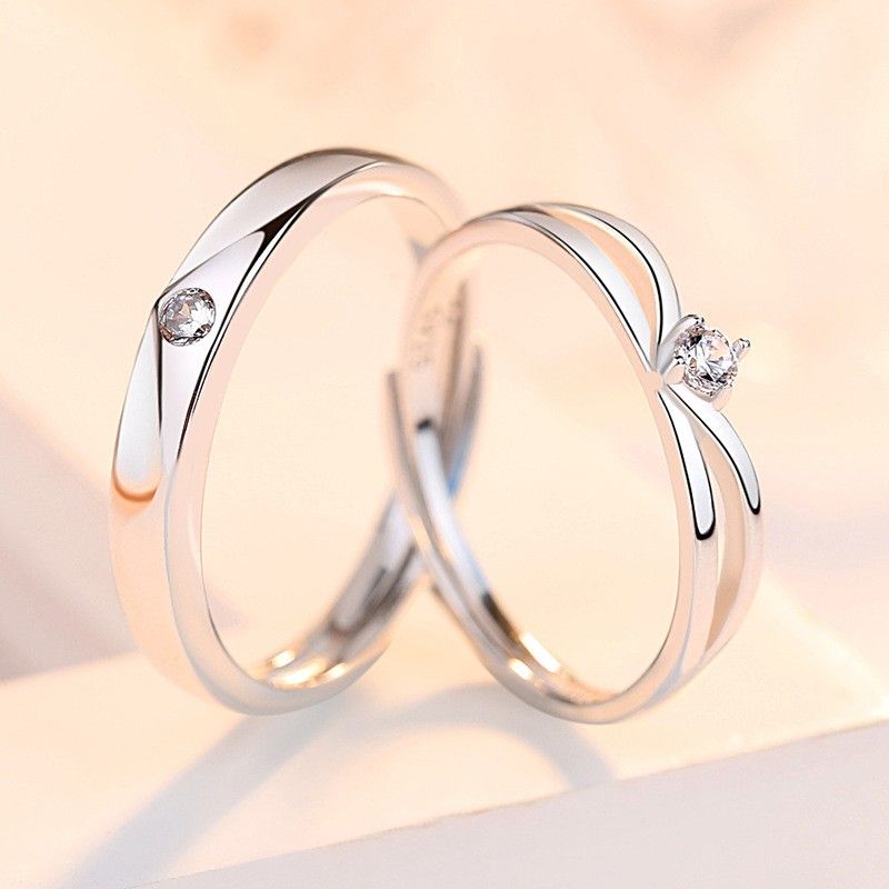 Anneaux De Promesse Simples Pour Couples En Anneaux De Couple Ajustables En Argent Sterling 925