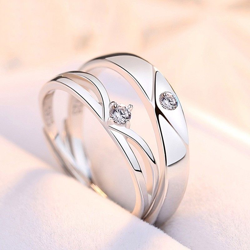 Anneaux De Promesse Simples Pour Couples En Anneaux De Couple Ajustables En Argent Sterling 925