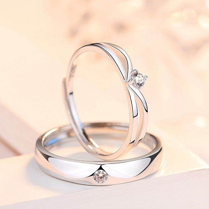 Anneaux De Promesse Simples Pour Couples En Anneaux De Couple Ajustables En Argent Sterling 925