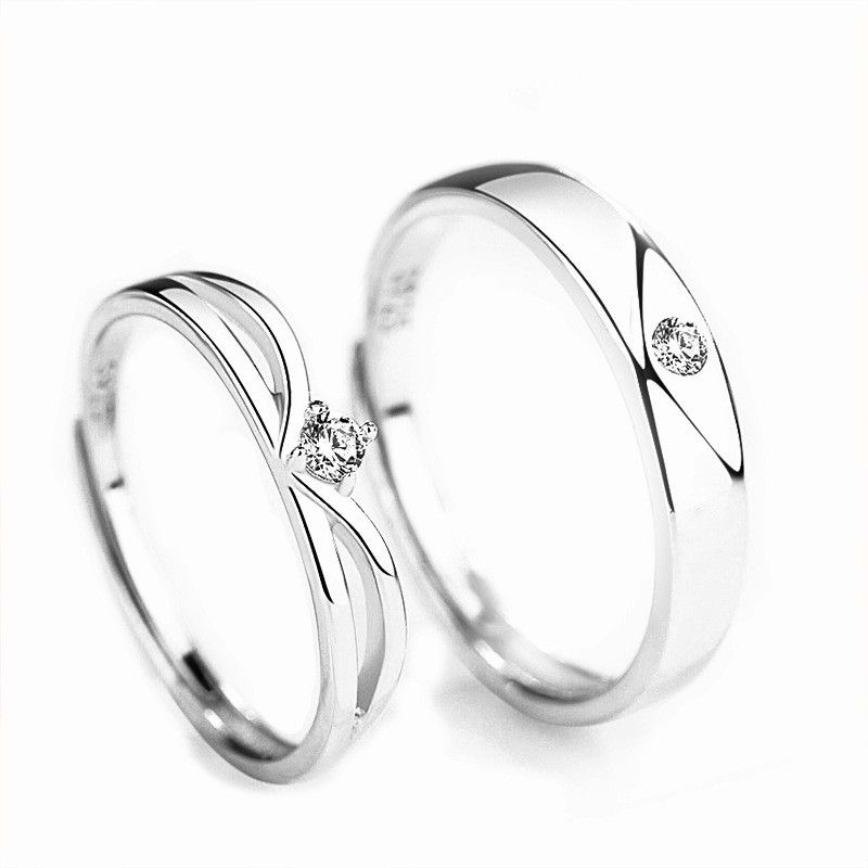 Anneaux De Promesse Simples Pour Couples En Anneaux De Couple Ajustables En Argent Sterling 925