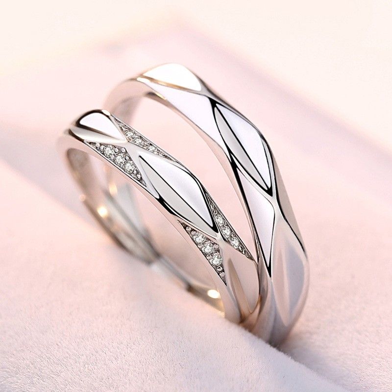 Anneaux De Promesse Simples Pour Couples En Anneaux De Couple Ajustables En Argent Sterling 925