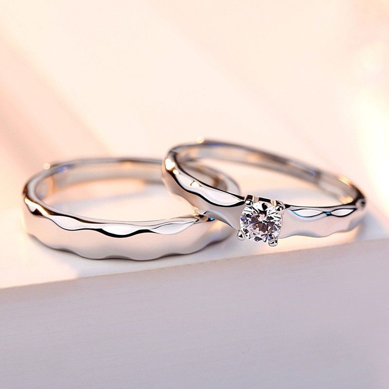 Anneaux De Promesse Simples Pour Couples En Anneaux De Couple Ajustables En Argent Sterling 925