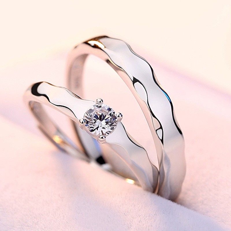 Anneaux De Promesse Simples Pour Couples En Anneaux De Couple Ajustables En Argent Sterling 925