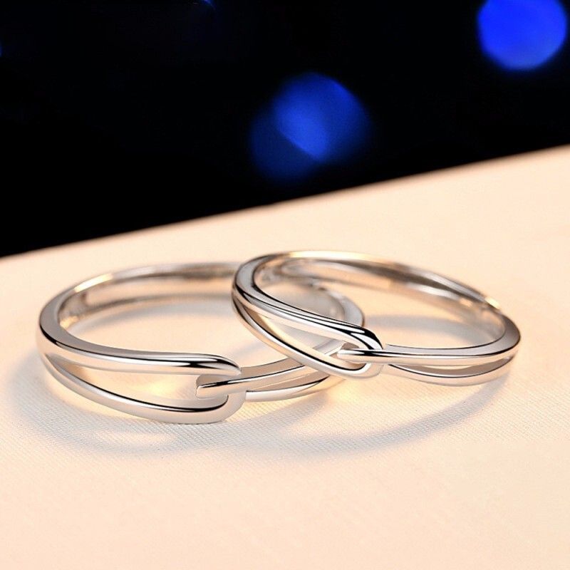 Anneaux De Promesse Simples Pour Couples En Anneaux De Couple Ajustables En Argent Sterling 925