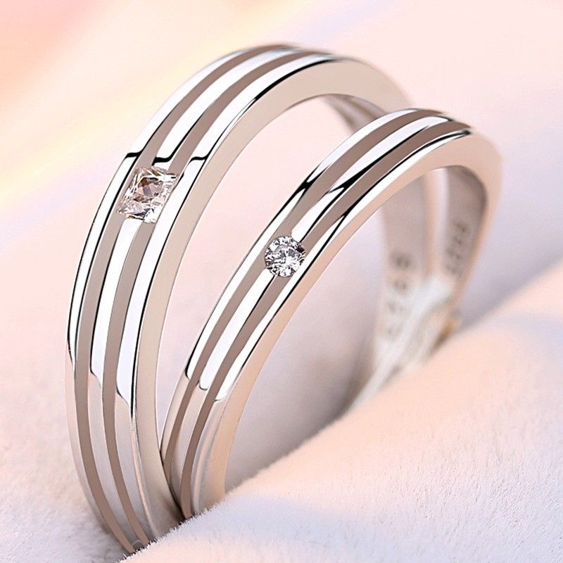 Anneaux De Promesse Simples Pour Couples En Anneaux De Couple Ajustables En Argent Sterling 925