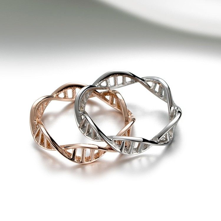 Anneaux Unisexes Adn Double Helix Structure Titanium Steel