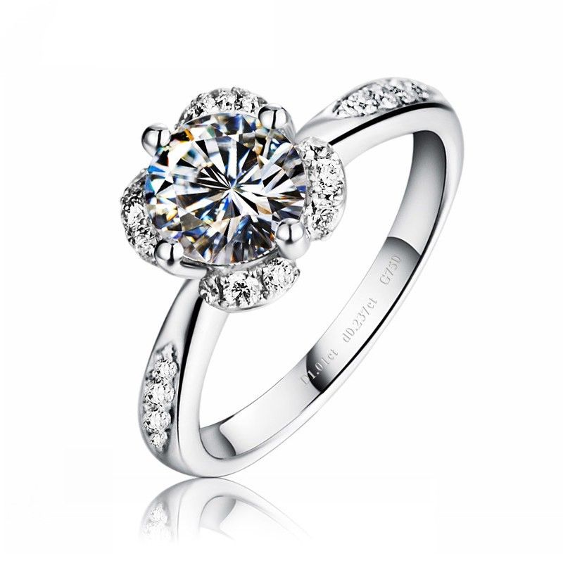 Argent Plaqué Or Avec Bague De Fiançailles De Luxe CZ Taille Ronde