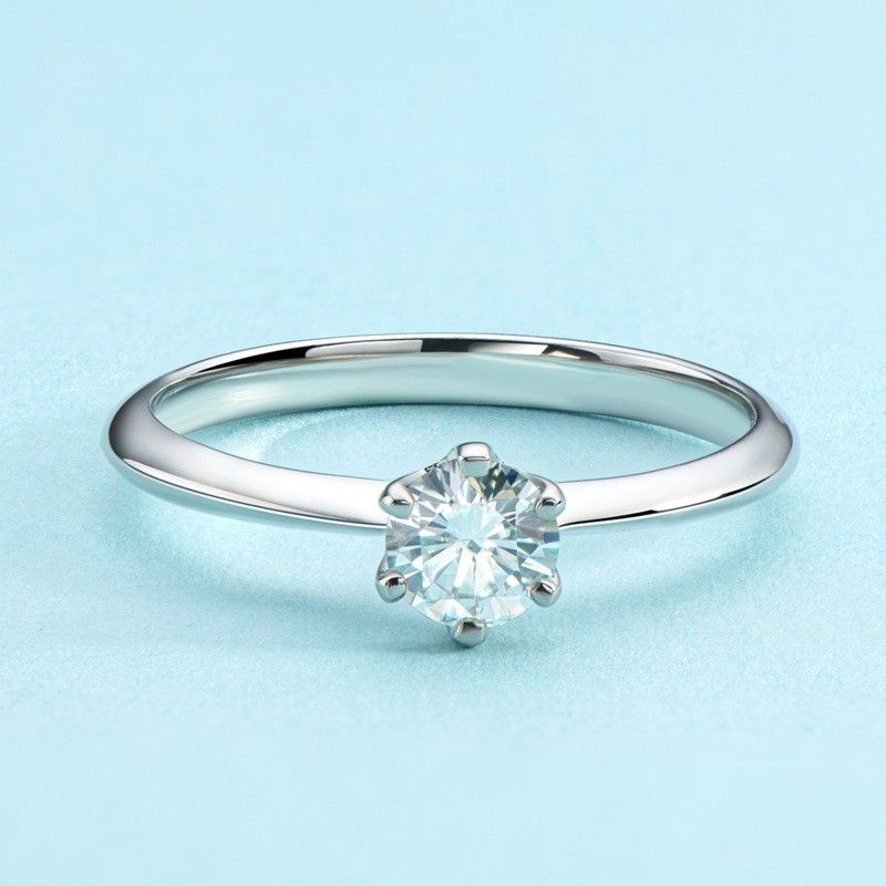 Argent Sterling 0.5 Ct Moissanite Promesse / Mariage / Bague De Fiançailles Pour Femmes Fille Amis Cadeau De Saint Valentin