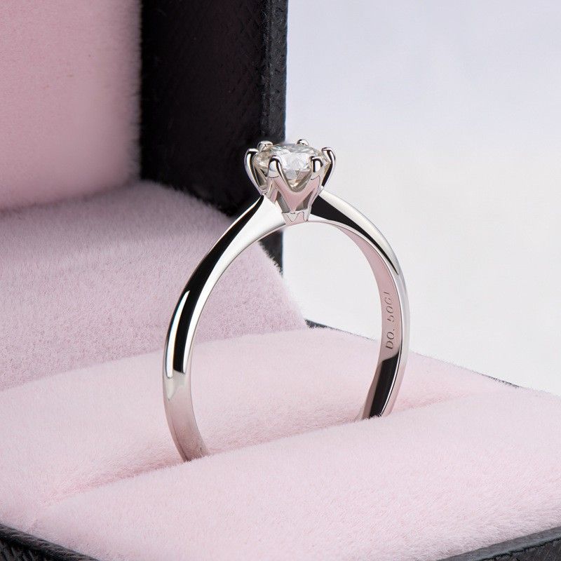 Argent Sterling 0.5 Ct Moissanite Promesse / Mariage / Bague De Fiançailles Pour Femmes Fille Amis Cadeau De Saint Valentin