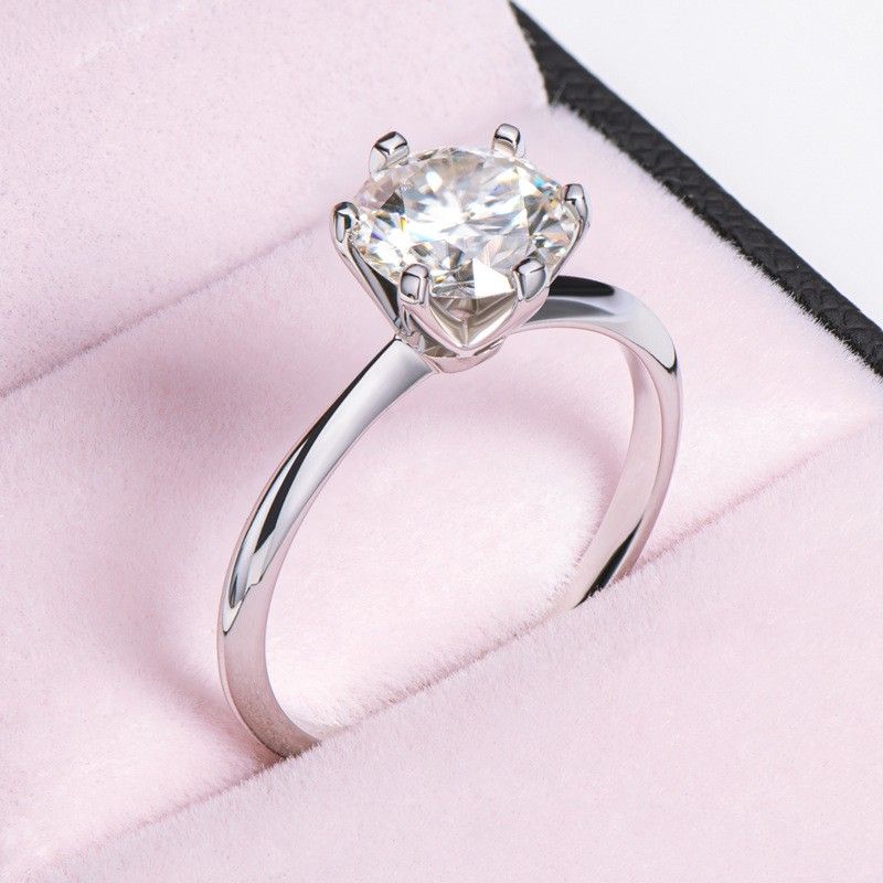 Argent Sterling 0.5 Ct Moissanite Promesse / Mariage / Bague De Fiançailles Pour Femmes Fille Amis Cadeau De Saint Valentin