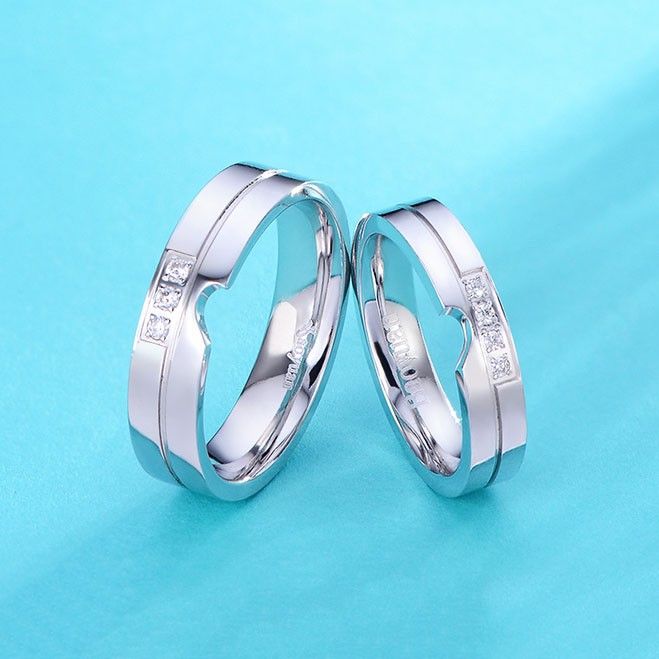 Argent Sterling 925 Exquis Ont Des Anneaux De Couple D'affinité Mutuelle