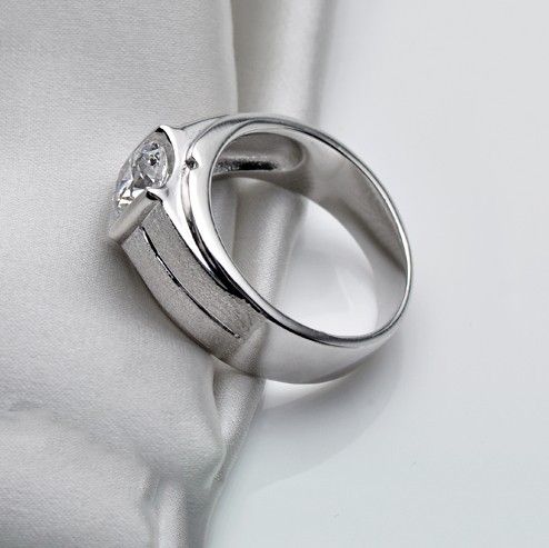 Argent Sterling 925 Pur Et Noble Avec Anneaux De Couple Diamant Haute Simulation