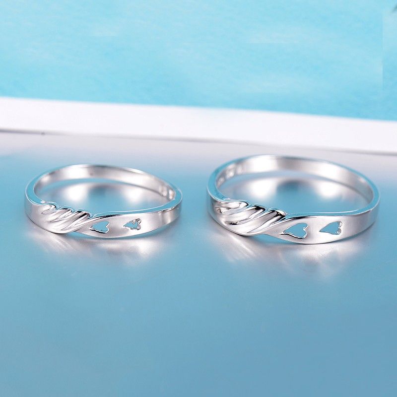 Avoir Des Anneaux De Couple En Argent Sterling 925 Avec Lettrage Créatif D'affinité Mutuelle