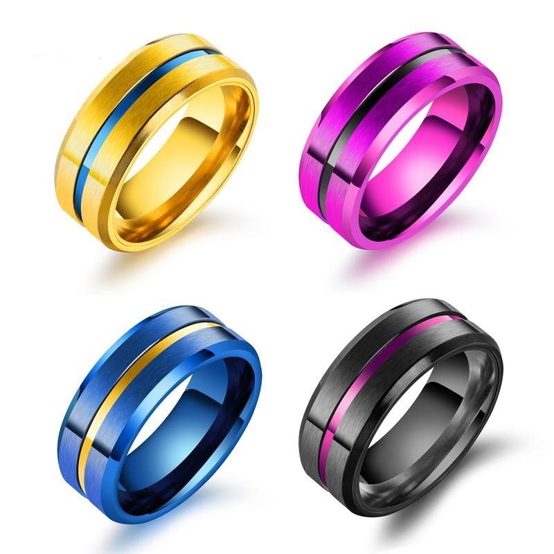 Bague En Acier Au Titane De Couleur 8 Mm Pour Hommes