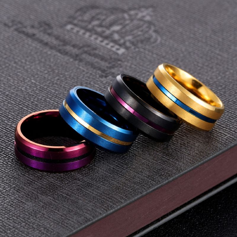 Bague En Acier Au Titane De Couleur 8 Mm Pour Hommes