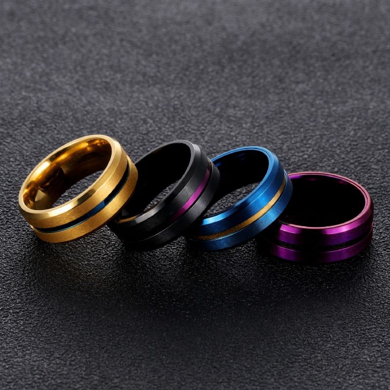 Bague En Acier Au Titane De Couleur 8 Mm Pour Hommes