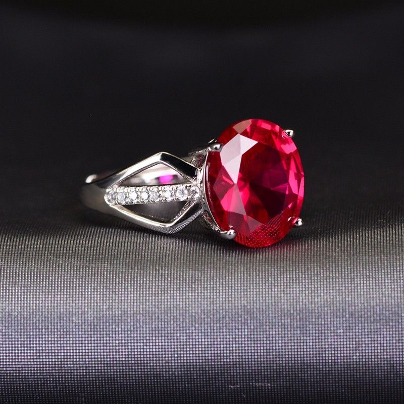 Bague Ajustable Personnalisée Pour Femmes Avec Pierres Précieuses Rouges Et Bleues