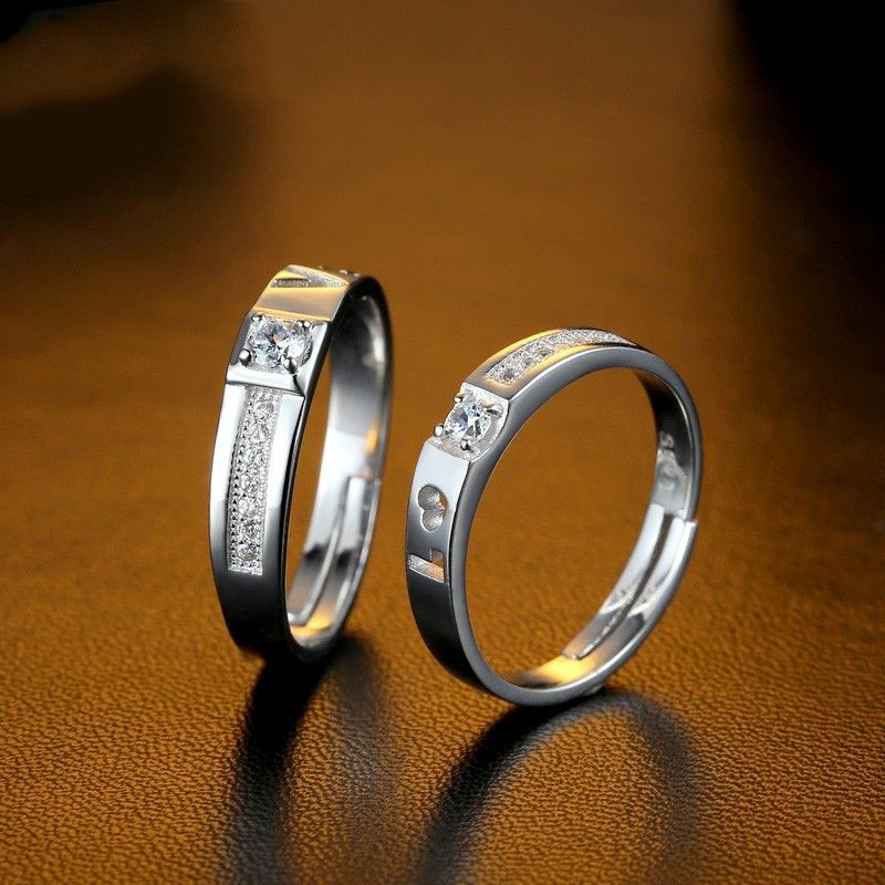 Bague D'amant En Argent Sterling 925 De Taille Ajustable Pour Les Couples