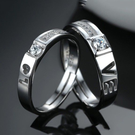 Bague D'amant En Argent Sterling 925 De Taille Ajustable Pour Les Couples