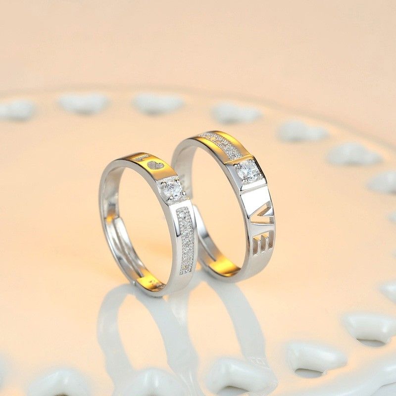 Bague D'amant En Argent Sterling 925 De Taille Ajustable Pour Les Couples