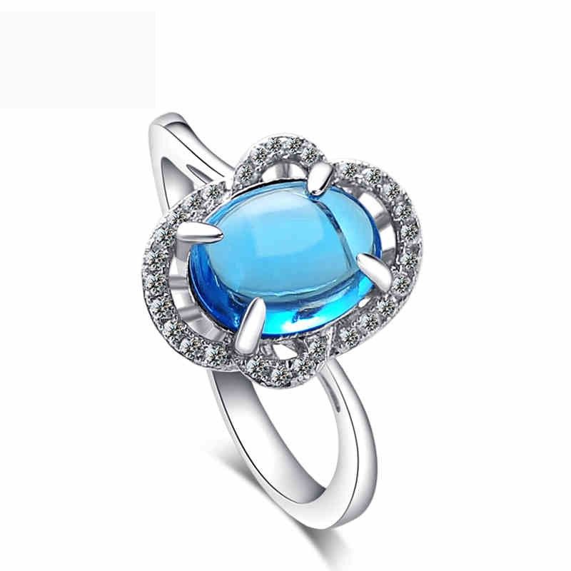 Bague En Argent Sterling 925 Avec Lettre D'amour Mignonne Avec Incrustation De CZ Bleu