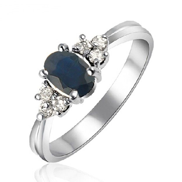 Bague En Argent Sterling 925 Avec Saphir Bleu Naturel Noble