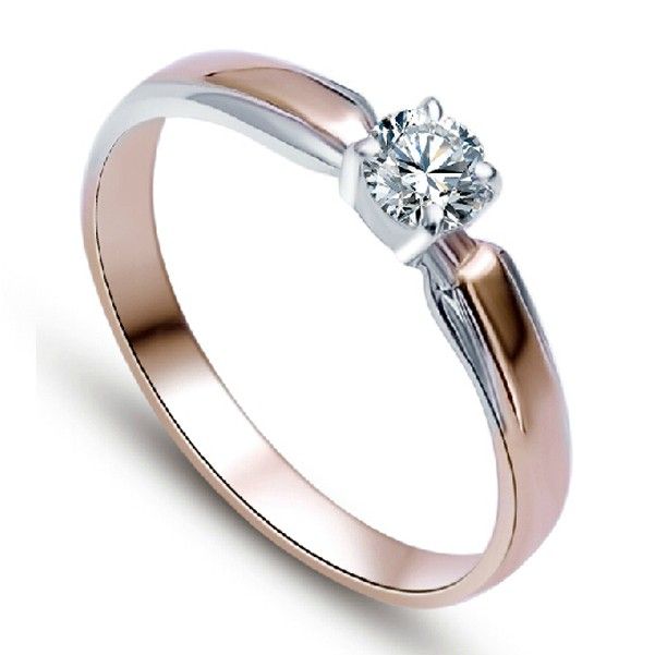 Bague En Argent Sterling 925 Plaqué Or Rose Avec Diamant Synthétique