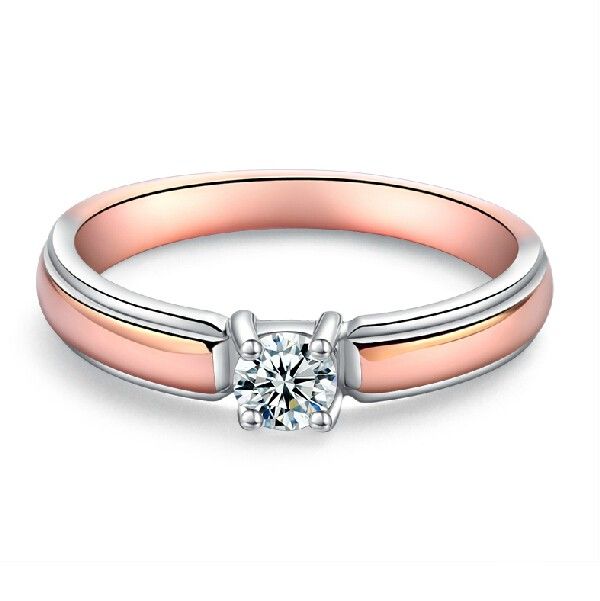 Bague En Argent Sterling 925 Plaqué Or Rose Avec Diamant Synthétique