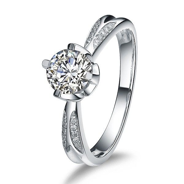 Bague En Argent Sterling 925 Plaqué Platine Avec Diamant Sona 1ct