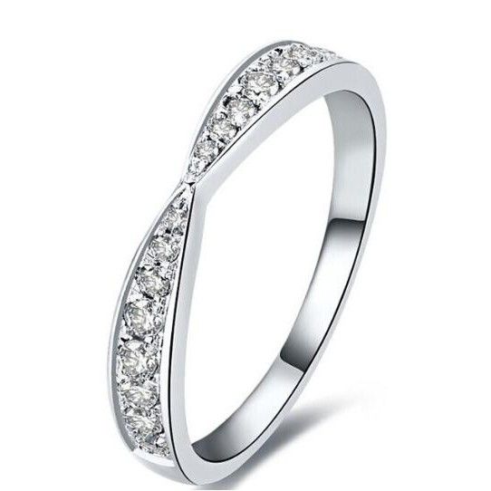 Bague En Argent Sterling Avec Incrustation De Platine Et Zircone Cubique Pour Femme