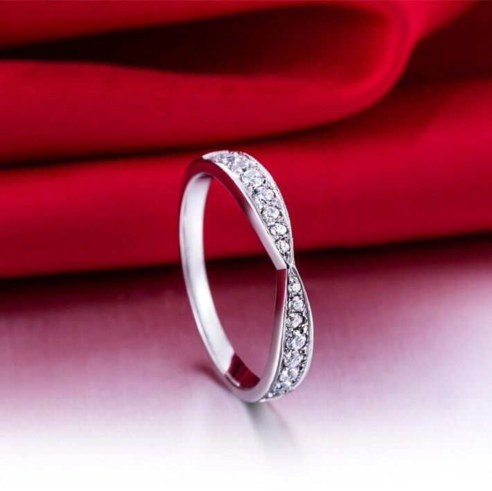 Bague En Argent Sterling Avec Incrustation De Platine Et Zircone Cubique Pour Femme