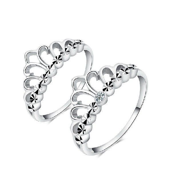 Bague En Argent Sterling Pour Femme Élégante Couronne Brillante