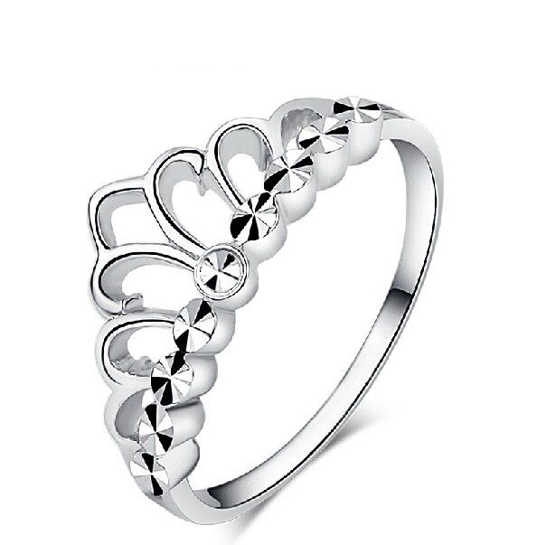 Bague En Argent Sterling Pour Femme Élégante Couronne Brillante