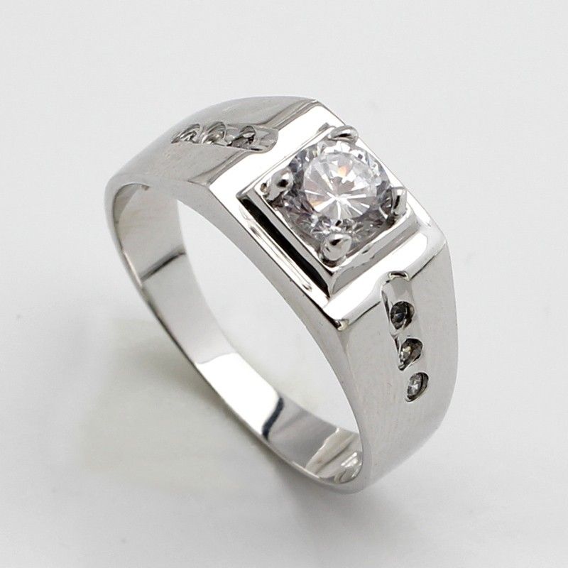 Bague Carrée En Argent 925 Rhodié