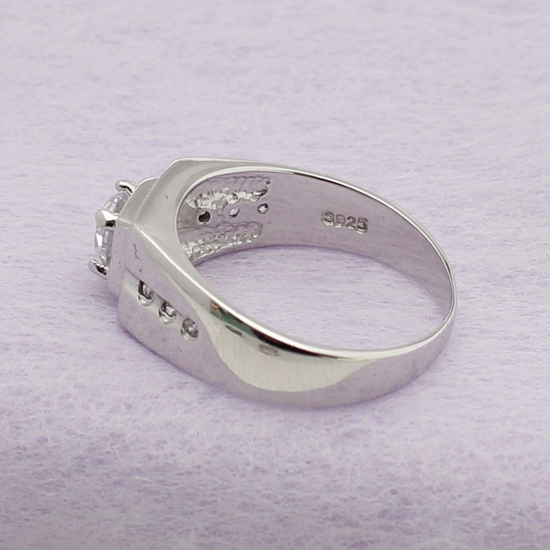 Bague Carrée En Argent 925 Rhodié