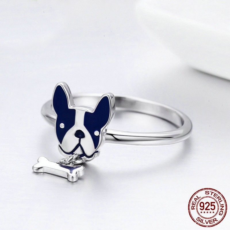 Bague Pour Chien Personnalisée En Argent Sterling 925 Avec Zircone Cubique