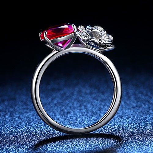 Bague De Cocktail Pour Femme En Argent Sterling 925 Avec Fleur Rayée La Plus Populaire