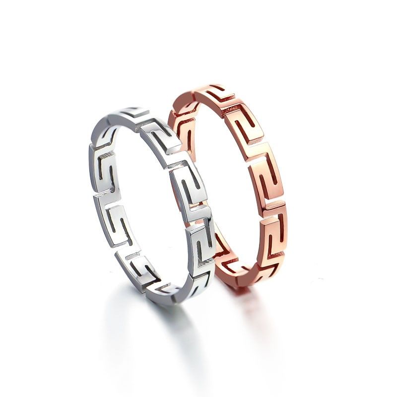 Bague De Couple En Acier Titane Or Rose 18 Carats