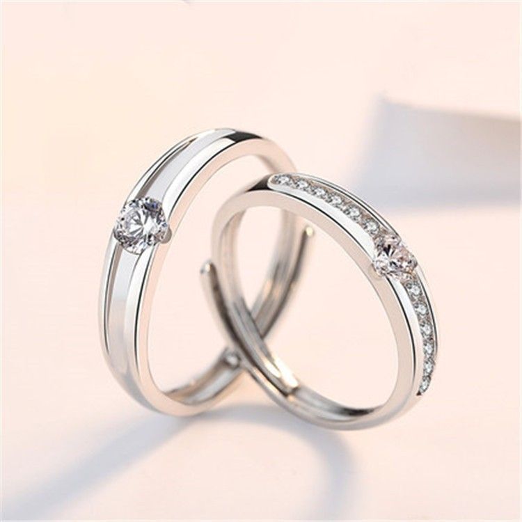 Bague De Couple En Argent 925 Avec Diamants De Simulation De Luxe