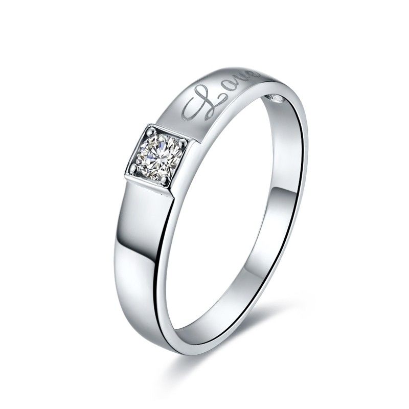 Bague De Couple CZ Incrustée En Argent Sterling 925 De Haute Qualité