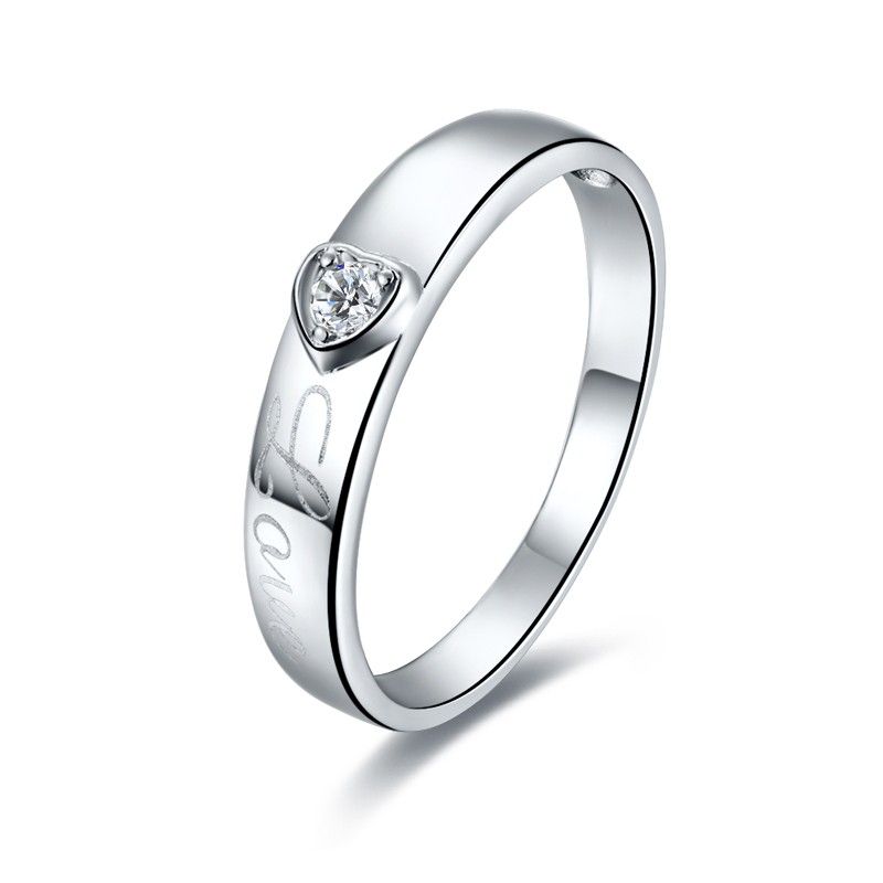 Bague De Couple CZ Incrustée En Argent Sterling 925 De Haute Qualité