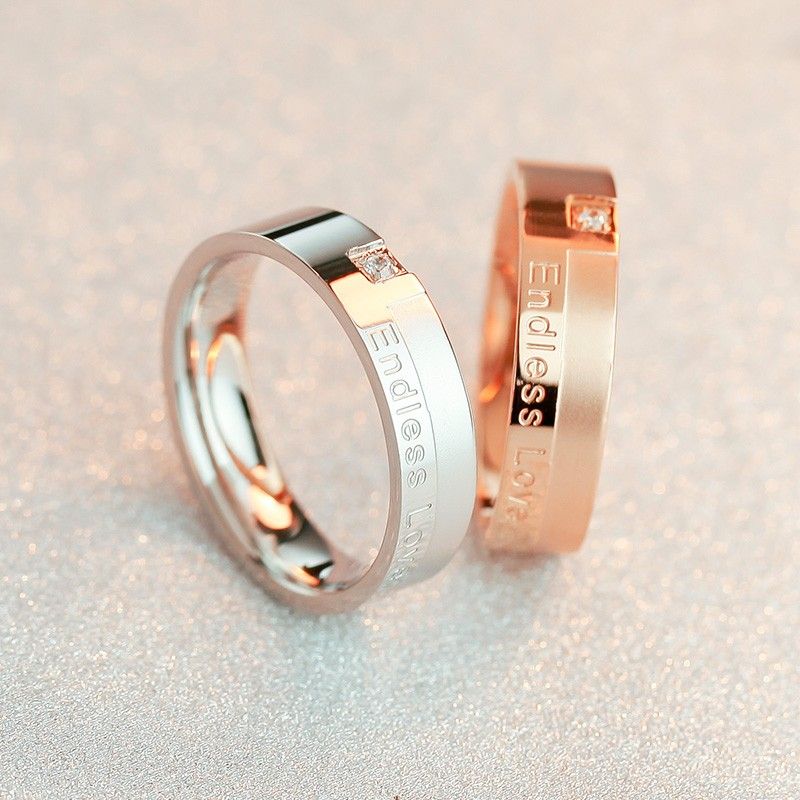 Bague Couple Diamant Unique Amour Infini En Or Rose 18k