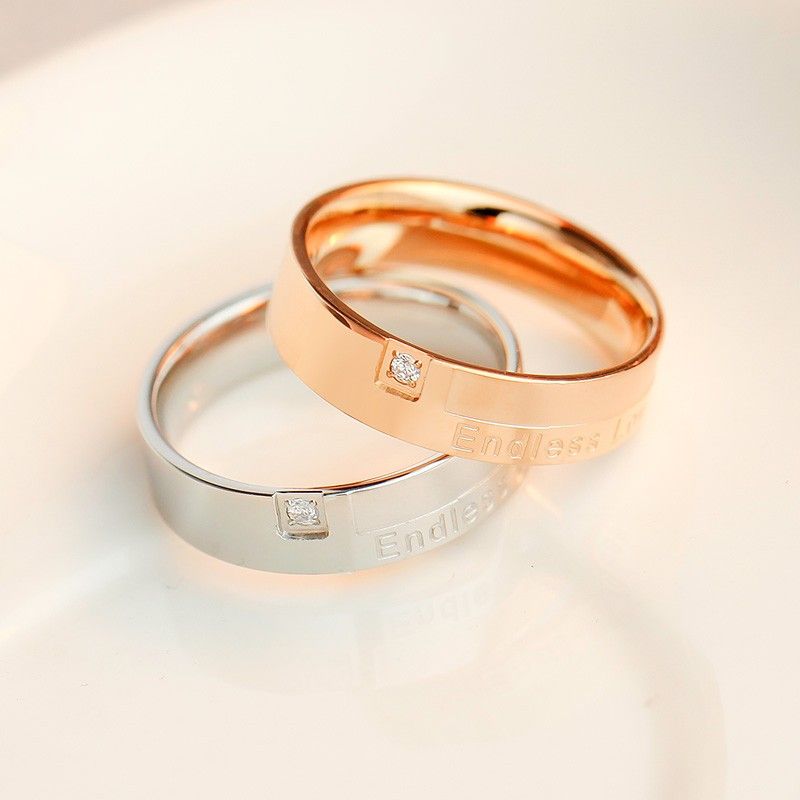 Bague Couple Diamant Unique Amour Infini En Or Rose 18k