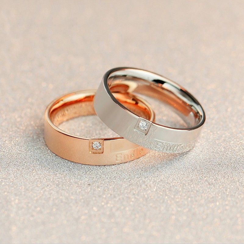 Bague Couple Diamant Unique Amour Infini En Or Rose 18k