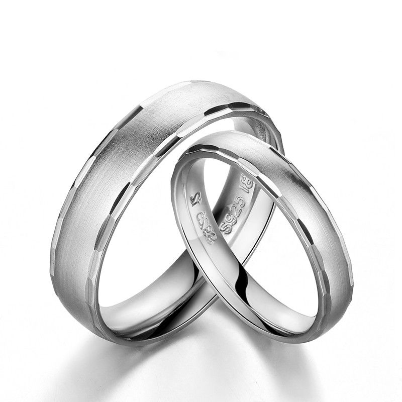 Bague De Couple Simple En Argent 925 En Or 18 Carats