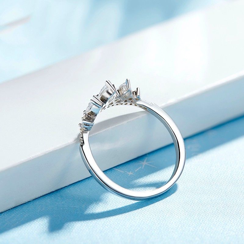 Bague Couronne En Argent S925 En Zircon Cubique Incrusté À La Main