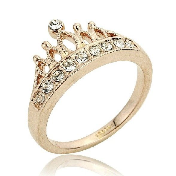 Bague Couronne Pour Femme Élégante Plaquée Or 18 Carats