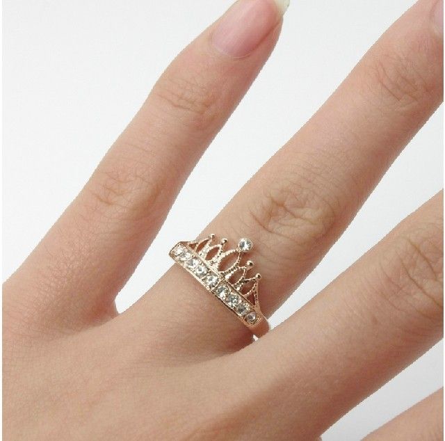 Bague Couronne Pour Femme Élégante Plaquée Or 18 Carats