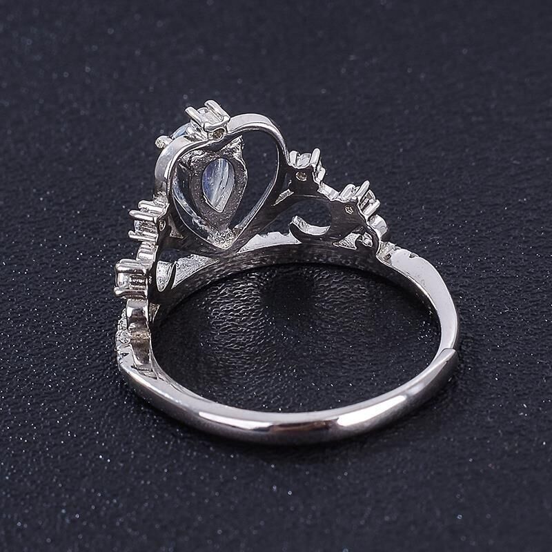 Bague Couronne De Pierre De Lune Incrustée En Argent Sterling 925 D'origine Exclusive