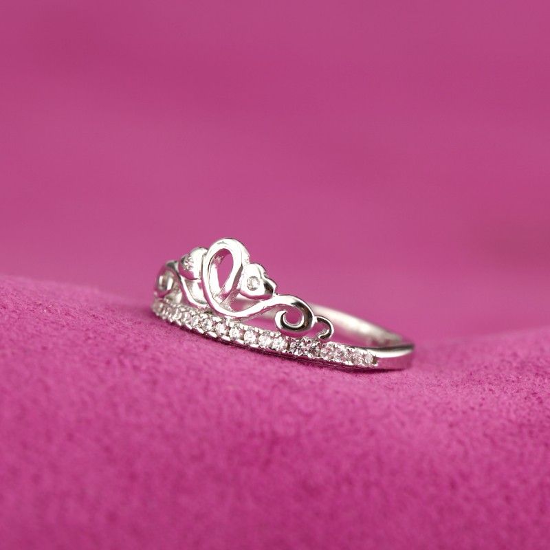 Bague De Couronne En Zircon Cubique Avec Personnalité De La Mode En Argent 925